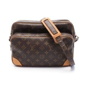 Louis Vuitton Nile Shoulder Bag Leather Monogram Brown